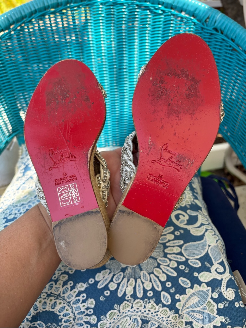 Christian Louboutin Leather Patterned Espadrilles Gently Worn EUC Size 36 - Picture 3 of 10
